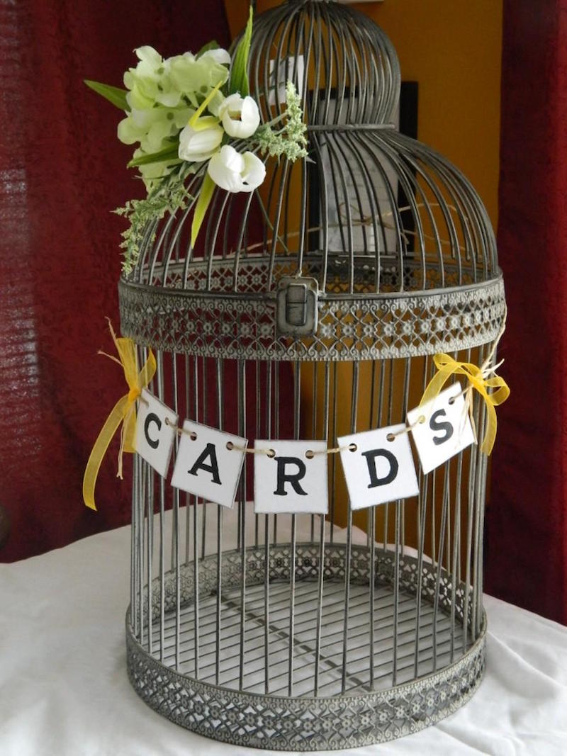 urne mariage originale-cage-oiseaux-vintage-chic