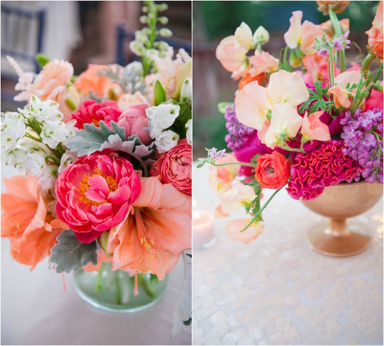 centre-table-floral-mariage-printemps-style-tropical-roses-pivoines-anémones-feuillages