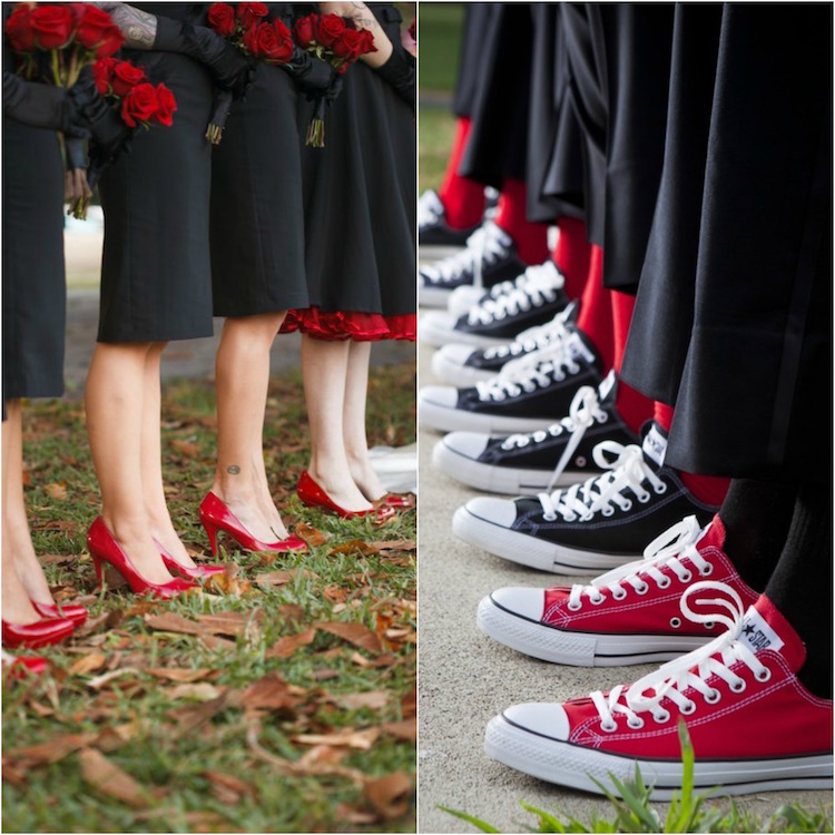 deco-mariage-rouge-noir-idées-robes-noires-chaussures-rouges