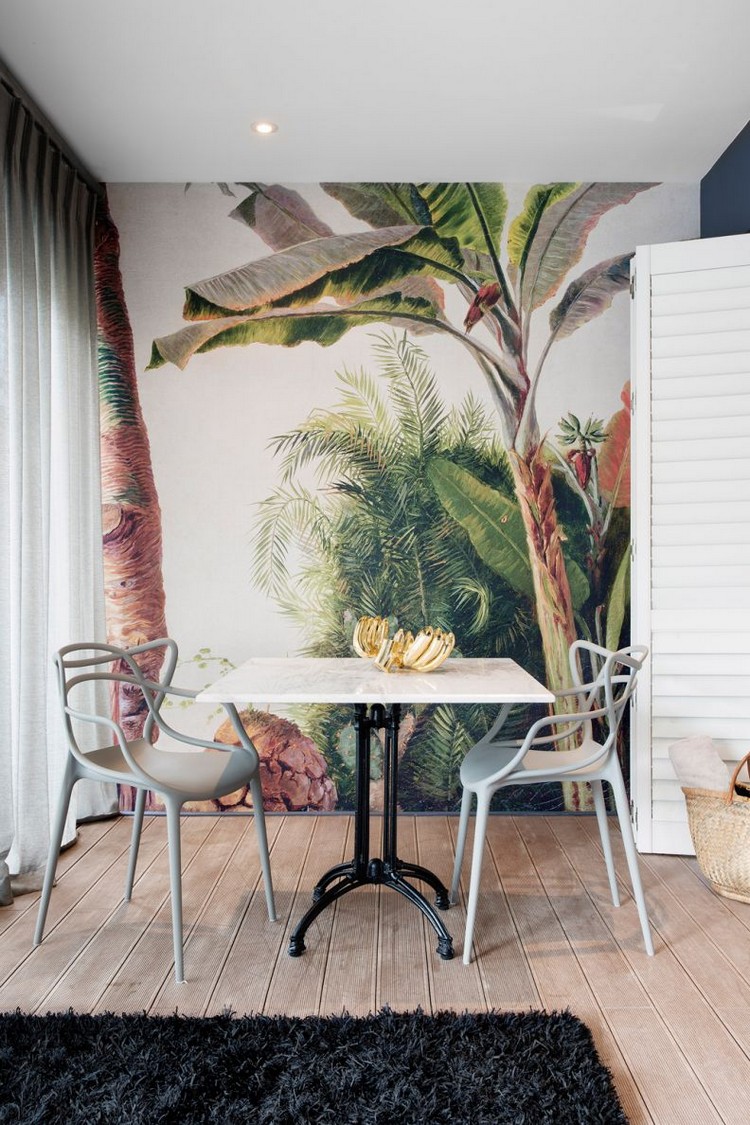 papier-peint-tropical-salle-manger