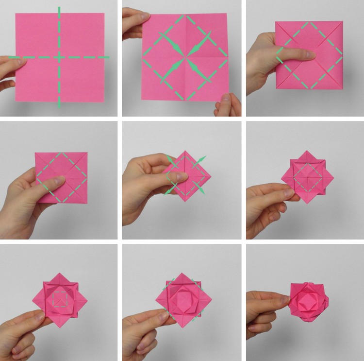 origami-facile-fleur-rose-instructions-pliage