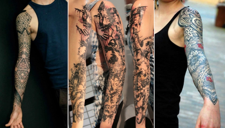 tatouage-bras-complet-idées-manchettes-styles-variés