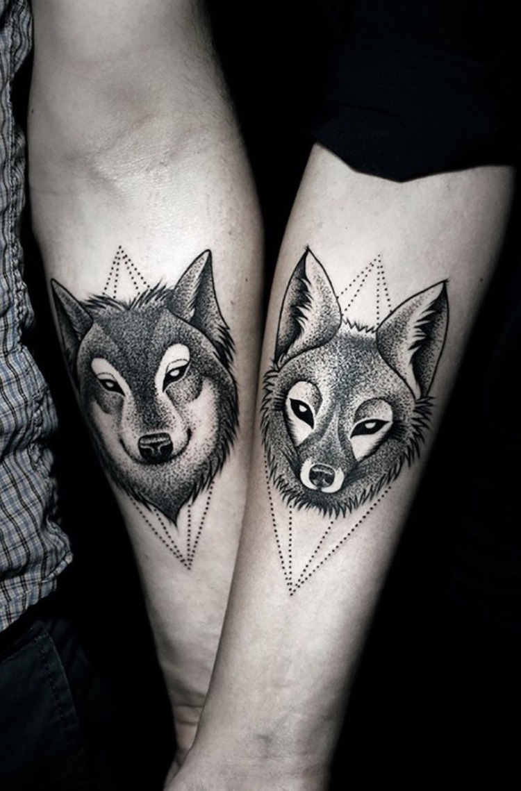 tatouage-loup-couple-avant-bras