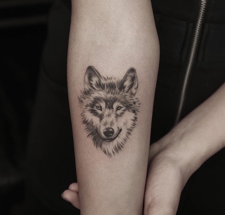 tatouage-loup-femme-avant-bras