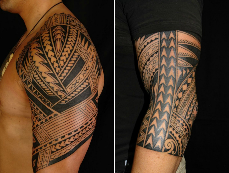 tatouage-polynésien-bras-entrelacs-fer-lance
