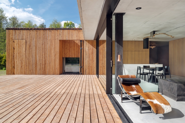 terrasse et bardage vertical bois-baies-vitrées-salon