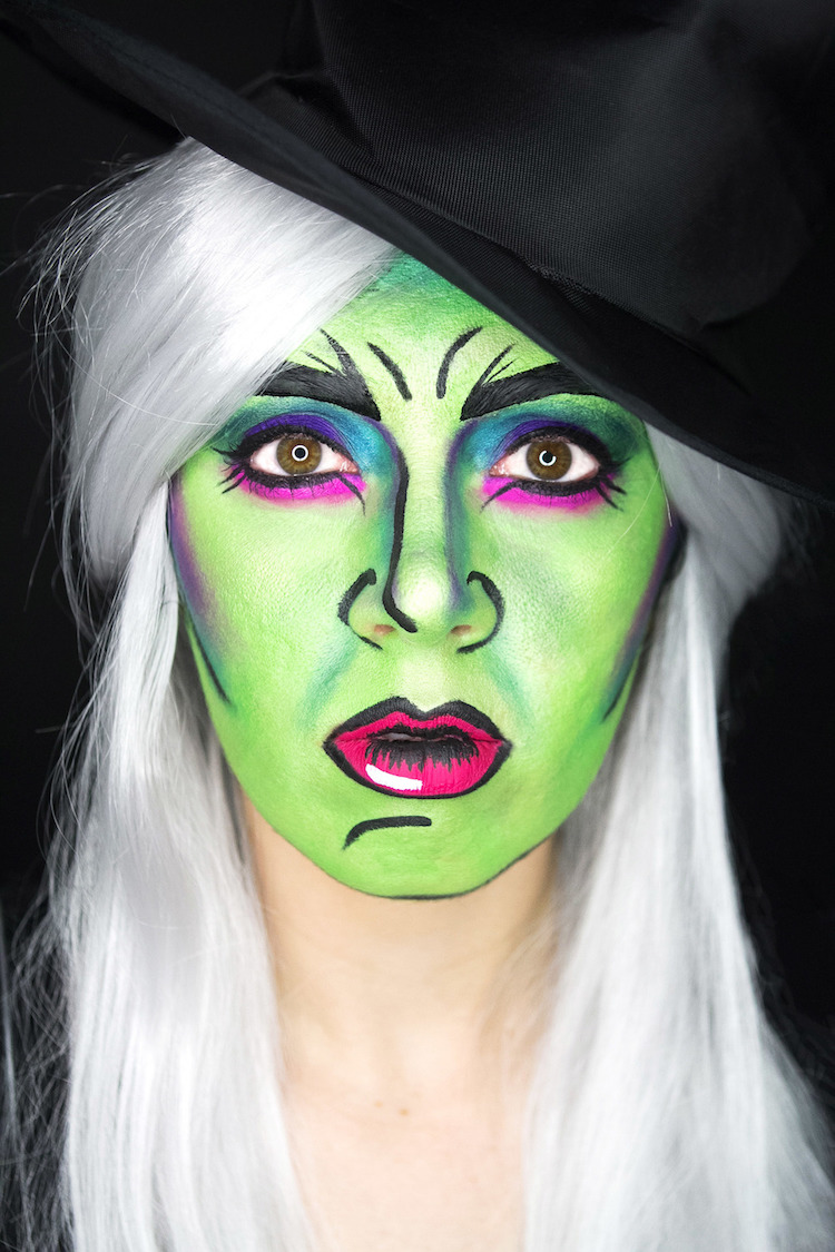 maquillage sorciere Halloween sorcière-pop-art