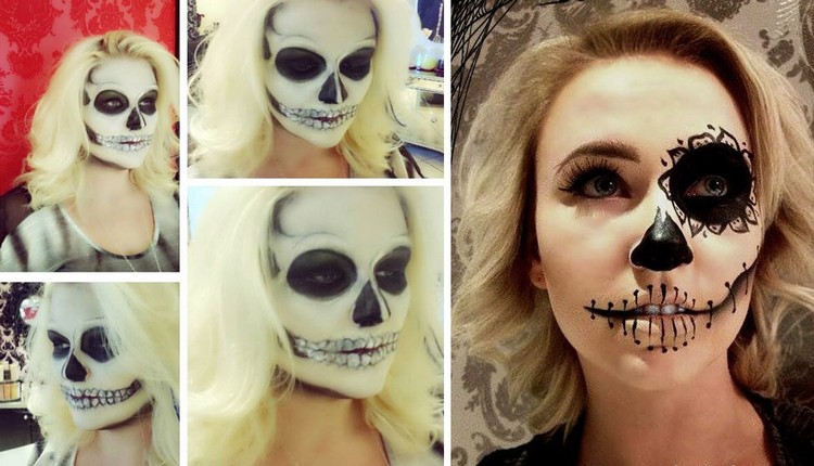 maquillage-tête-mort-mexicaine-collage