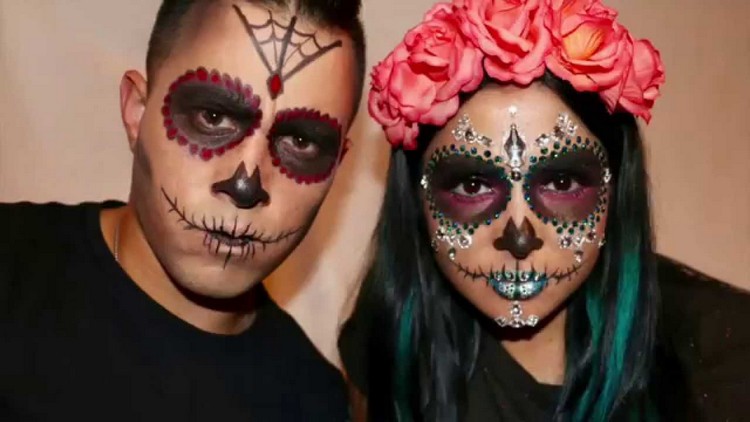 maquillage-tête-mort-mexicaine-couple