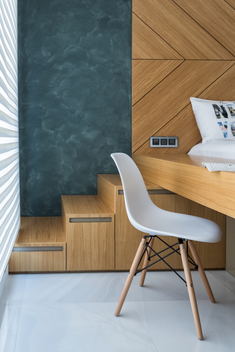 meubles-bois-design-sol carrelage blanc grès-cérame-effet-marbre