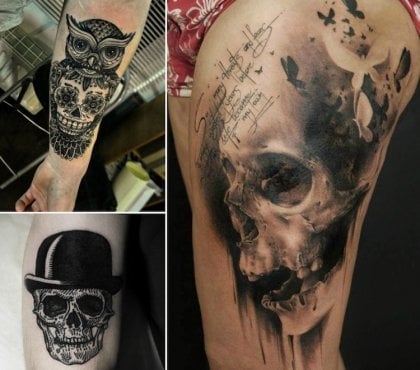 modèles-tatouages-tête-de-mort-styles-variés
