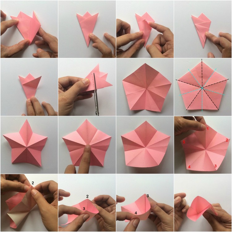 origami fleur cerisier-instructions-tuto