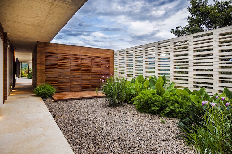 palissade extérieure beton-design-contemporain-petit-jardin-plantes-vertes