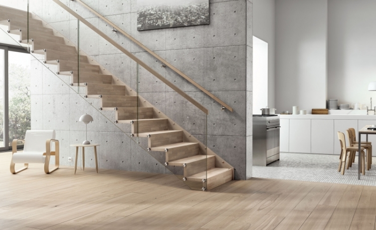rampe escalier bois-verre-moderne-escalier-suspendu-moderne