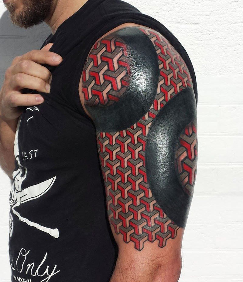tatouage-3d-black-red-géométrique