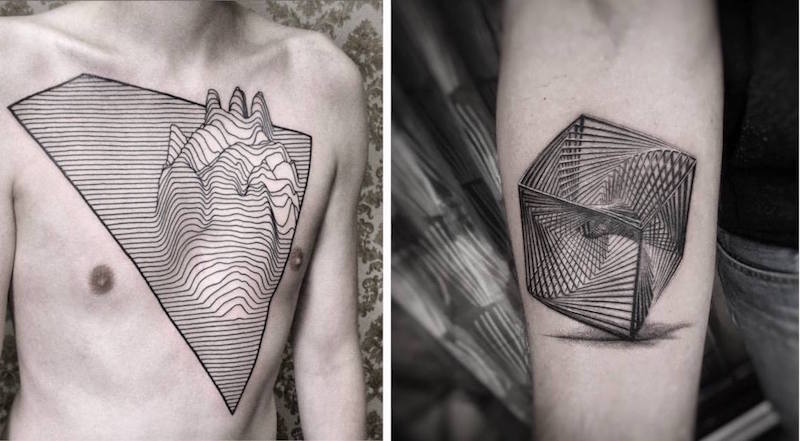 tatouage-3d-graphique-lignes-géométriques