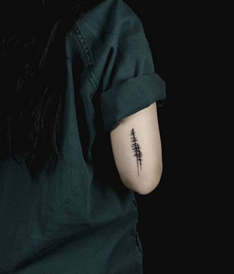 tatouage arbre silhouette-pin-bras-femme