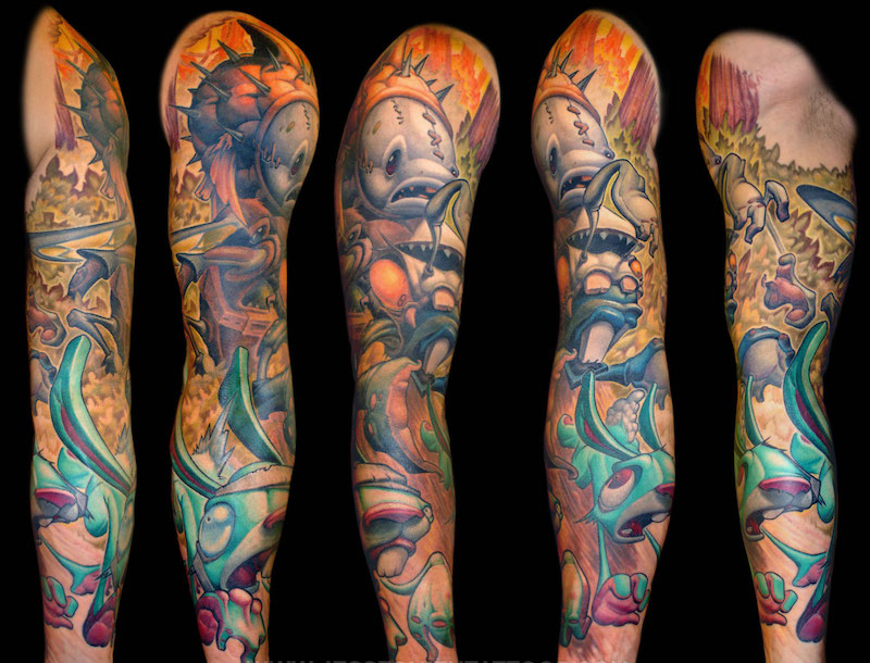 tatouage-bras-homme-new-school-haut-en-couleurs