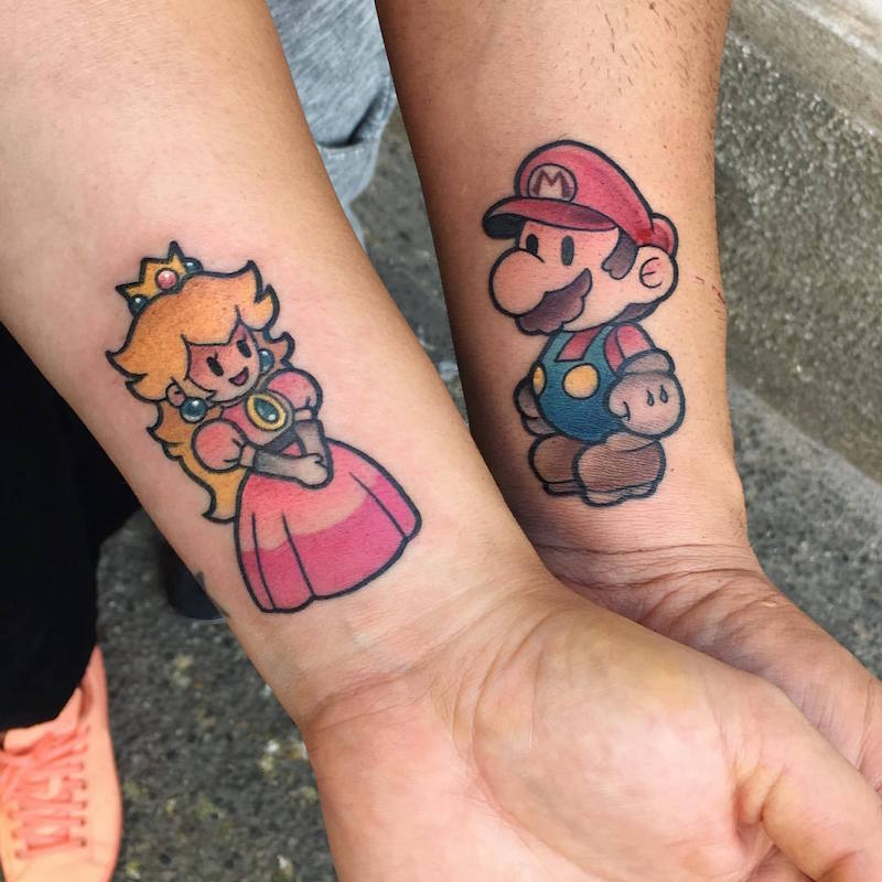 tatouage-couple-jeux-vidéo-Super-Mario-princesse