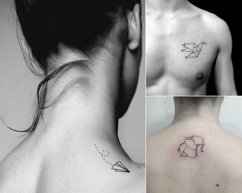 tatouage origami femme-homme-emplacements