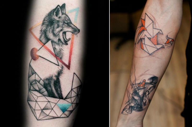 tatouage-origami-loup-grue-touches-couleur