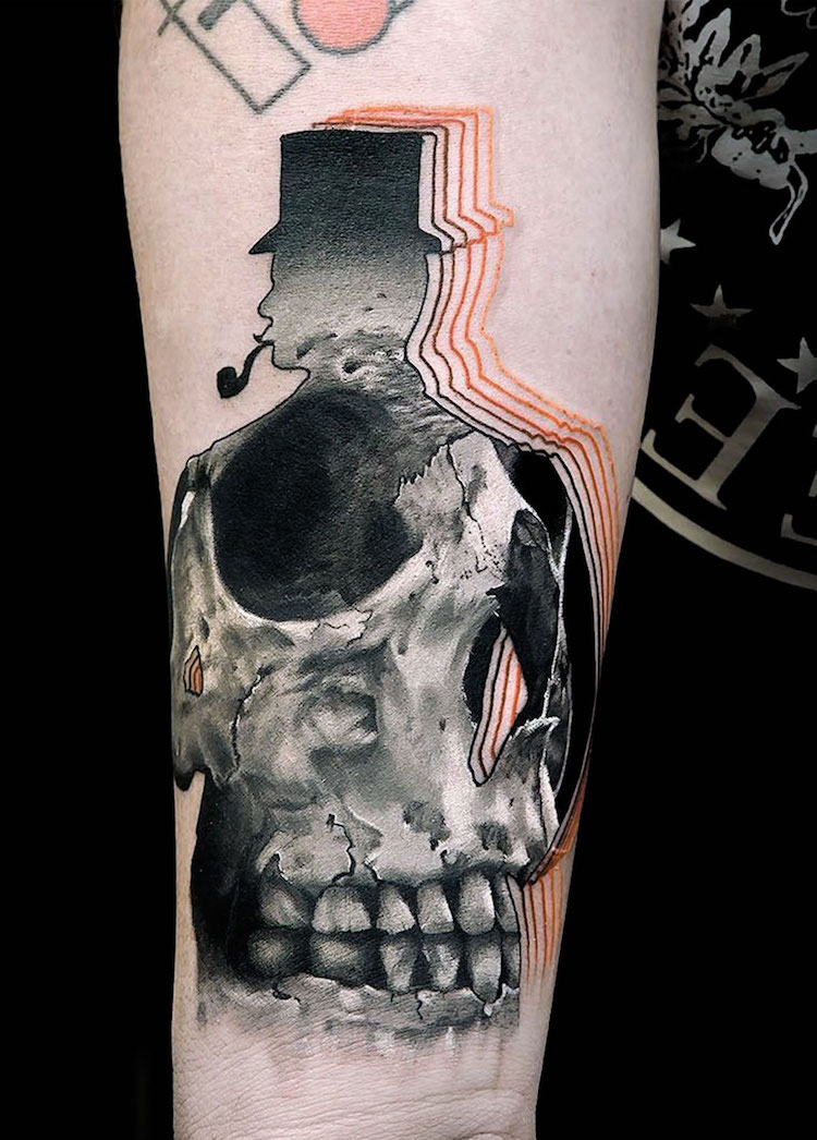 tatouage tête de mort silhouette-homme-original