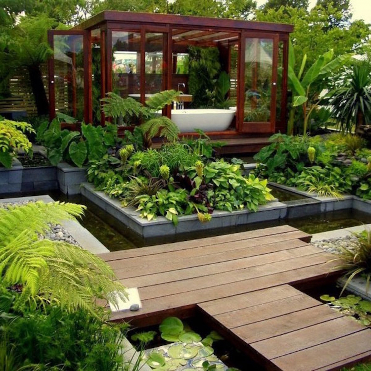 aménagement jardin paysager exclusif-salle-bain-plein-air
