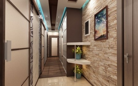 aménager-un-couloir-étroit-idées-modernes-carrelage-parquet-éclairage-indirect-intégré