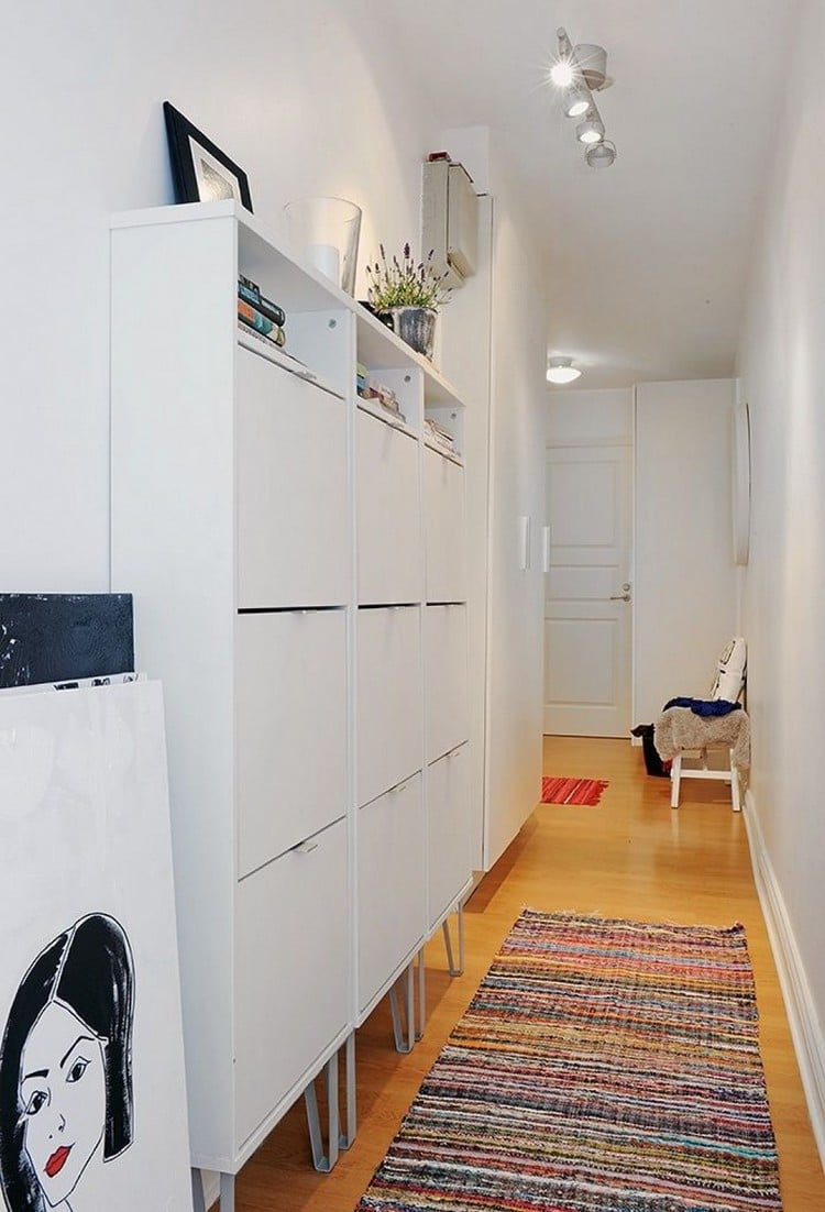 aménager-un-couloir-étroit-meubles-blanc-idées-modernes