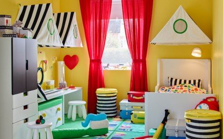 chambre-enfant-IKEA-idées-tapis-rideaux-literie-tentes