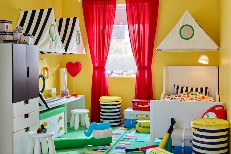 chambre-enfant-IKEA-idées-tapis-rideaux-literie-tentes