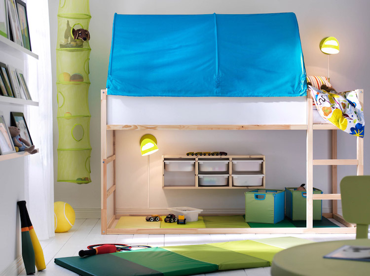 Idées chambre enfant IKEA- union de meubles pratiques et déco colorée