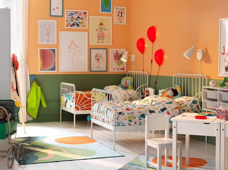chambre-enfant-IKEA-lits-princesse-appliques-ballons