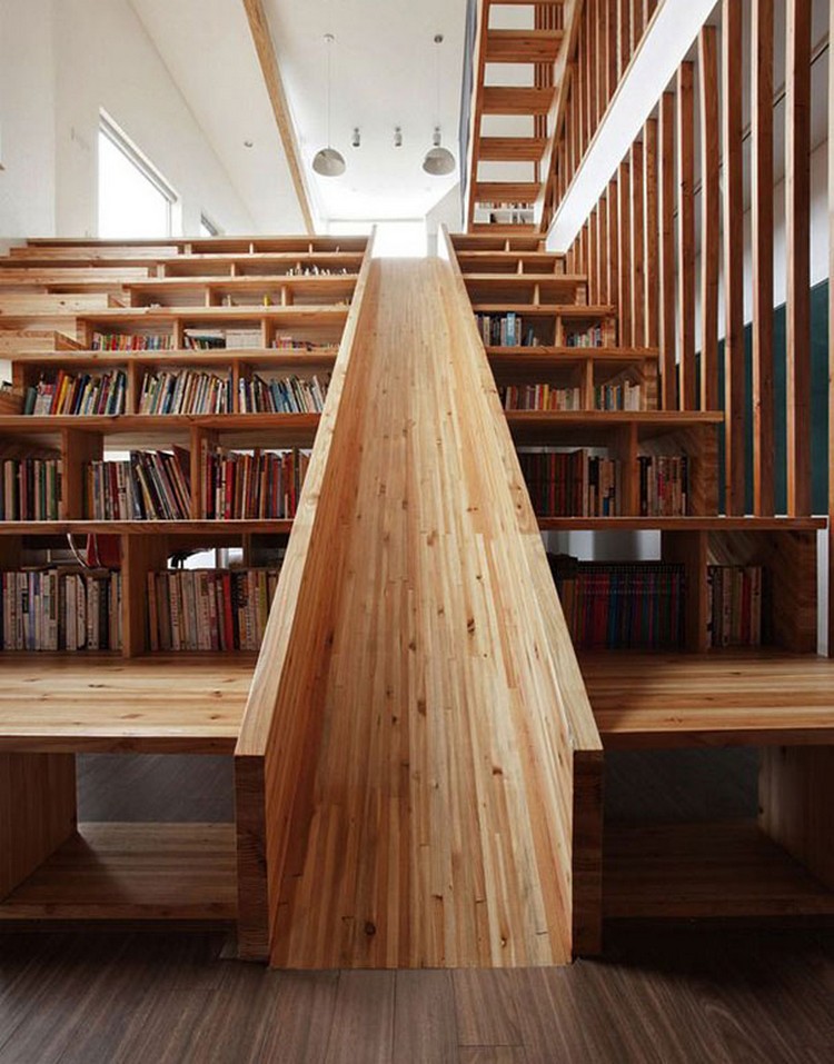 escalier-intérieur-moderne-bois-design-créatif-enfant
