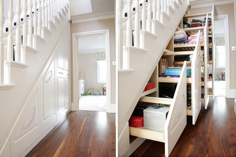 escalier-intérieur-moderne-bois-rangement-blanc-design-créatif