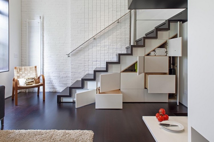 escalier intérieur rangements design contemporain