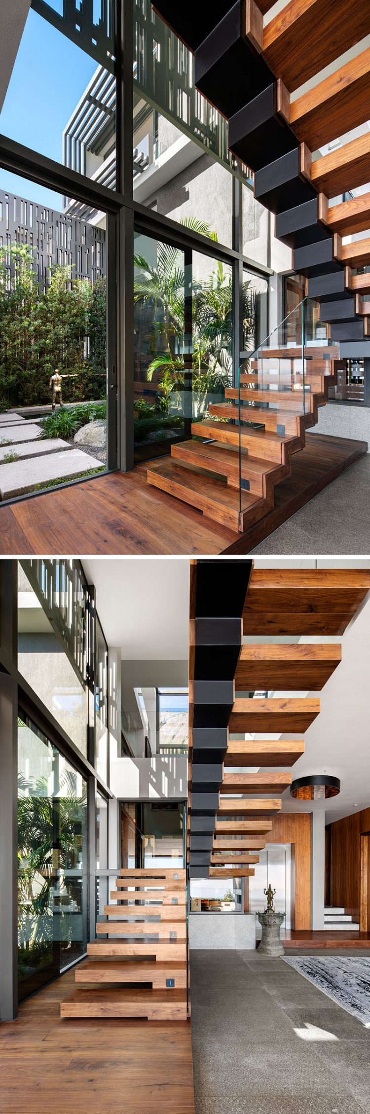 maison-de-style-escalier-en-bois-baies-vitrées-coulissantes