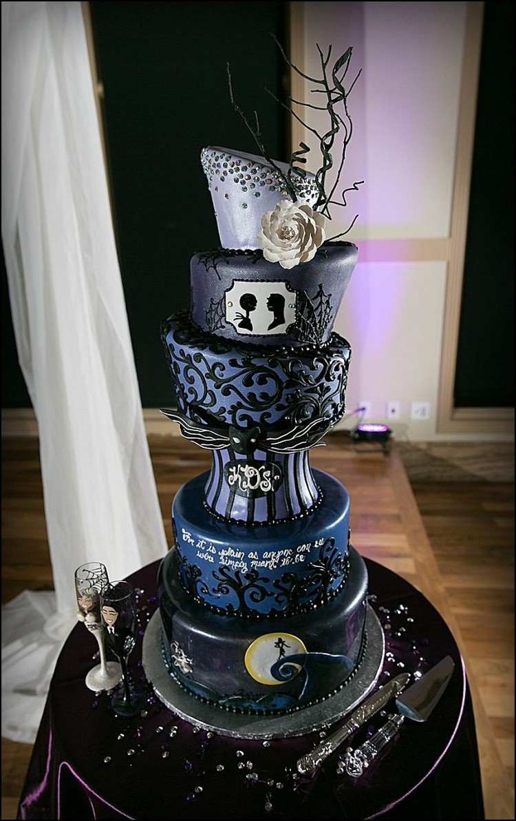 mariage-thème-déco-gâteau-noir-gothique