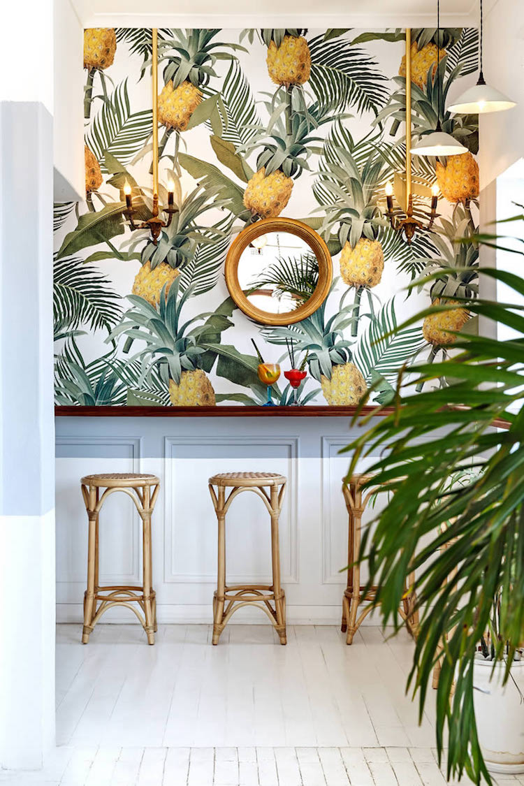 papier peint haut de gamme tropical-ananas-3d