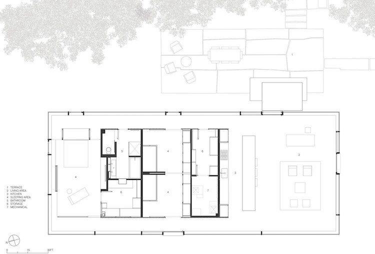plan-architecte-sol-chambre-hôtes-design-moderne