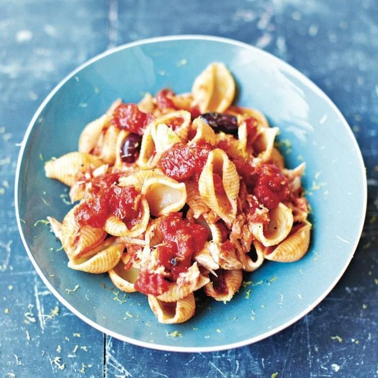 recette-pasta-jamie-oliver-pâtes-olives-bolognese-tomates