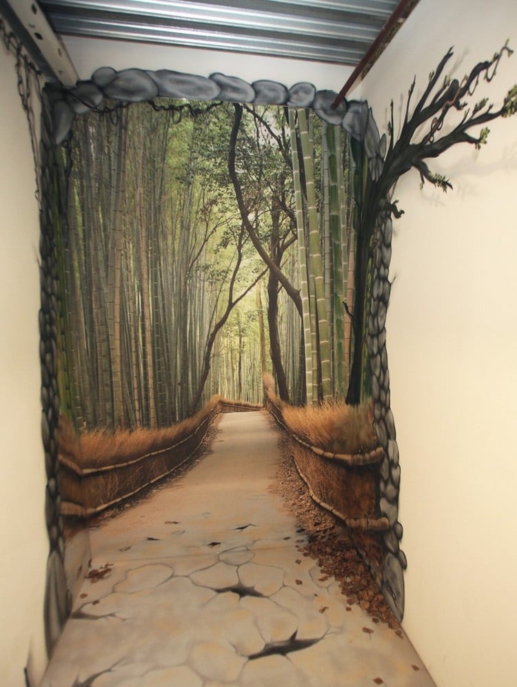 trompe-l’œil-mural-idée-créative-nature-forêt