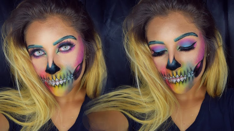 tuto-maquillage-Halloween-couleurs-crâne-sucre-Calavera