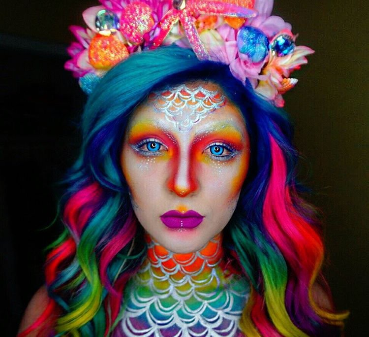 tuto,maquillage,Halloween,haut,couleurs,sirène,arc,en, Tuto maquillage Halloween haut en couleurs, vidéos et idées ART,en,ciel !