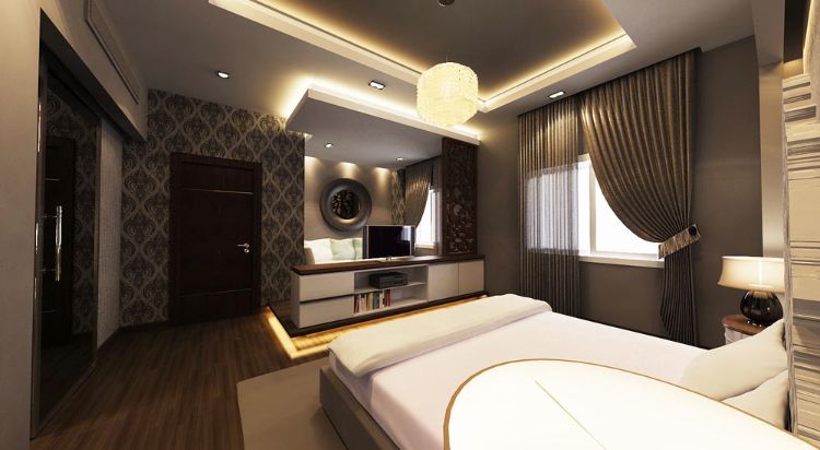 éclairage-indirect-plafond-chambre-à-coucher-idées-modernes-design
