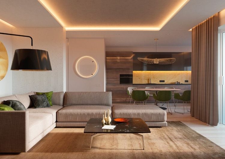 éclairage indirect plafond salon-ambiance-cosy