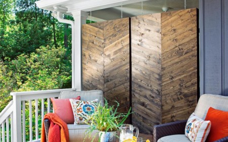 DIY panneau bois extérieur brise vue chevron déco terrasse
