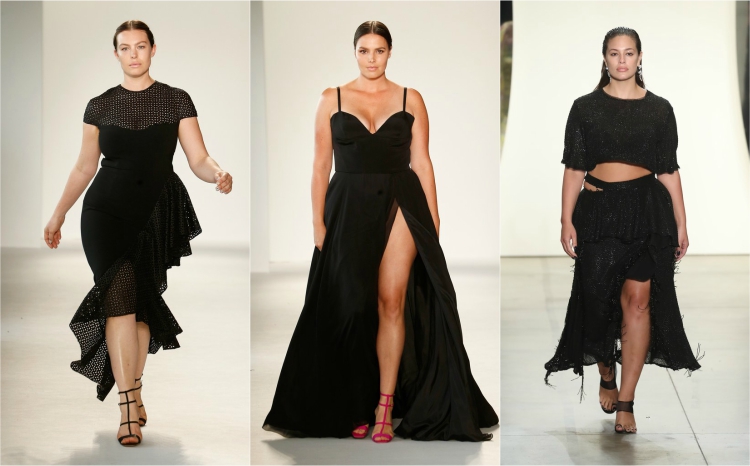 Fashion Week New York idées robe soire noire mannequin grande taille