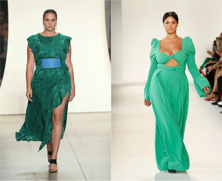 Fashion Week New York robes vertes mannequins grande taille