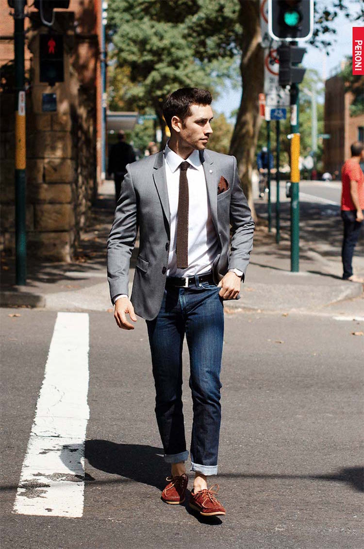 blazer homme gris jean droit classique cravate